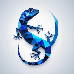 blue lizard in the style of geometric shapes, on a white background