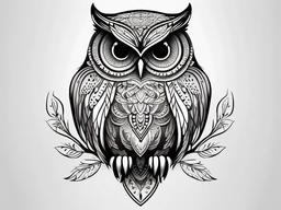 Owl Tattoo - Intricate owl design  minimal tattoo design, white background