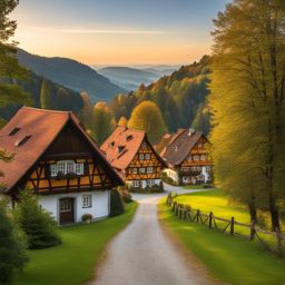 half-timbered cottages, with their whimsical charm, nestle among the rolling hills of bavaria, germany. 