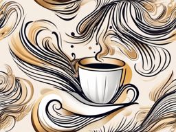 Abstract coffee cup tattoo: Fluid lines, a dance of aroma.  simple color tattoo style