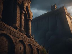 half-orc fighter,ragnar blackthorn,scaling a towering fortress wall,under cover of darkness detailed matte painting, deep color, fantastical, intricate detail, splash screen, complementary colors, fantasy concept art, 8k resolution trending on artstation unreal engine 5