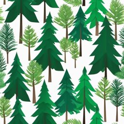 Pine Tree Clipart,Decorating a forest-themed event with pine tree clipart  simple, 2d flat