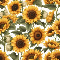 sunflower clipart: blooming in a rustic farmhouse garden. 