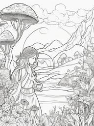 Fairy on a Magical Journey Coloring Pages - Fairy Traveling Through Enchanted Lands  minimal black outline printable sheet, coloring page