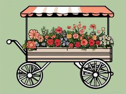 Flower Cart clipart - A cart filled with fresh flowers, ,vector color clipart,minimal