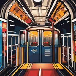 Subway Train Sticker - Underground journey, ,vector color sticker art,minimal