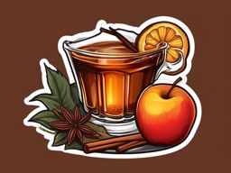 Spiced Rum Cider sticker- Warm apple cider, spiced rum, cinnamon, and a touch of cloves, a comforting drink for autumn evenings., , color sticker vector art