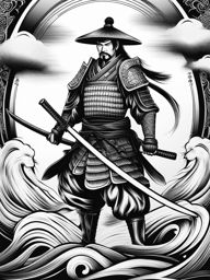 samurai tattoo black and white design 