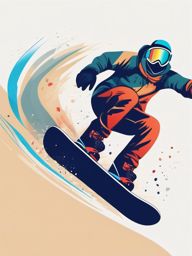 Snowboard Clipart - A snowboarder shredding the powder.  transport, color vector clipart, minimal style