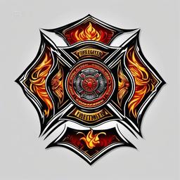 firefighter symbol tattoo  simple color tattoo,white background