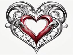 Heart heart tattoo, Two hearts entwined in a timeless embrace, tribute to the eternal bond of affection. , tattoo color art, clean white background