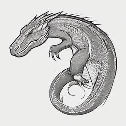 Komodo Dragon Tattoo - Unique tattoo featuring a dragon inspired by the Komodo dragon.  simple color tattoo,minimalist,white background