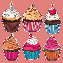 Birthday Cupcakes clipart - Delicious birthday cupcakes, ,vector color clipart,minimal