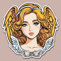 Angel Face Sticker - Angelic look, ,vector color sticker art,minimal