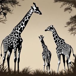 Giraffe Clipart, Graceful giraffes grazing in the savannah. 