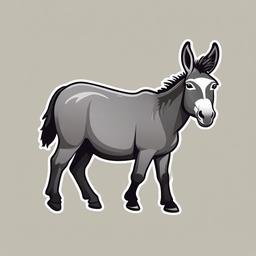 Miniature Donkey cartoon - small, gentle donkey breed  cartoon sticker style