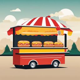 Hot Dog Clipart,Illustrating a hot dog stand menu  simple, 2d flat