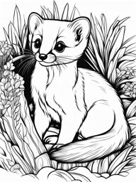 stoat kits cute animals coloring page 