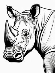 Rhino Coloring Page - Horned Thick Skinned Animal  black outline printable coloring page