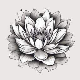 Water Lily Larkspur July Birth Flower Tattoo-Celebrating the essence of July with a tattoo featuring the water lily and larkspur, symbolizing love, positivity, and purity.  simple vector color tattoo