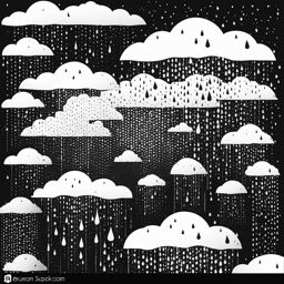 rain clipart black and white 