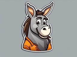 Donkey cartoon - hardworking animal with long ears  cartoon sticker style