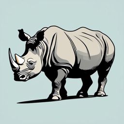 Rhinoceros clipart - Massive herbivore with a horned snout, ,vector color clipart,minimal