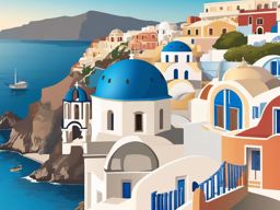 Santorini clipart - Stunning Greek island in the Aegean Sea, ,color clipart vector style