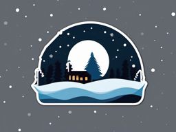 Chilly Night Sticker - Bundle up and appreciate the crispness of a chilly night with this cool and serene sticker, , sticker vector art, minimalist design