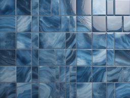 Porcelain tiles in a Blue Fantasy-inspired design with a matte sheen top view, product photoshoot realistic background, hyper detail, high resolution