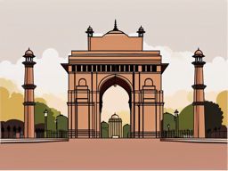 New Delhi clipart - India Gate and Jama Masjid in India,  color vector clipart