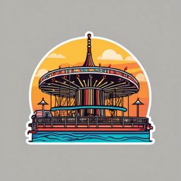 Coney Island sticker- Iconic amusement park and beach in Brooklyn, New York, , sticker vector art, minimalist design