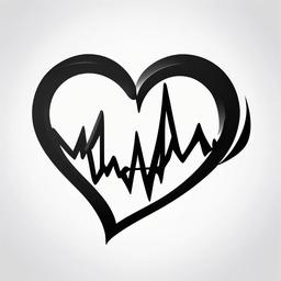 Heartbeat Love Tattoo - Express profound love with a tattoo that beautifully captures the essence of a rhythmic heartbeat.  simple vector color tattoo,minimal,white background