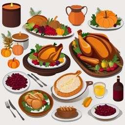 Thanksgiving Table clipart - Set table for a Thanksgiving meal, ,vector color clipart,minimal