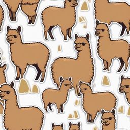 Alpaca Sticker - A smiling alpaca with a soft, woolly coat. ,vector color sticker art,minimal