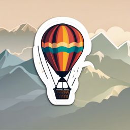 Hot Air Balloon and Mountains Emoji Sticker - Aerial mountain views, , sticker vector art, minimalist design