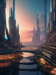 Computer Wallpaper 4K - Futuristic 4K Sci-Fi Cityscape  intricate patterns, splash art, wallpaper art