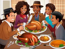 November clipart - Thanksgiving dinner with family and friends  