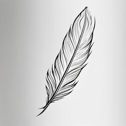 Feather Tattoo Outline - Simplified tattoo featuring the outlined silhouette of a feather.  simple vector tattoo,minimalist,white background