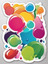 Palette with Paint Drops Sticker - Palette surrounded by dripping paint drops, ,vector color sticker art,minimal