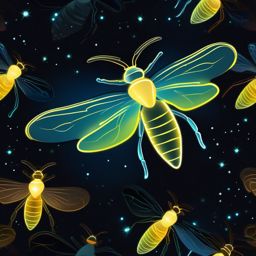 Firefly clipart - Bioluminescent insect with glowing flight, ,color clipart vector style