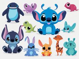 Stitch clipart - Stitch with his alien friends  color,minimalist,vector clipart