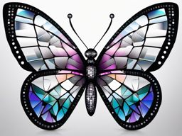 Mirror Mosaic Butterfly - Embrace transformation and freedom with a tattoo featuring a disco ball morphing into a butterfly.  minimal tattoo style, white background