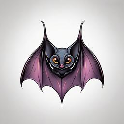 Upside Down Bat Tattoo-Whimsical and playful bat tattoo design featuring a bat in an upside-down pose.  simple color tattoo,white background