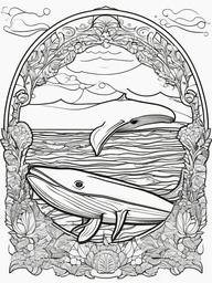 Whale Coloring Page - Largest Ocean Creature  black outline printable coloring page