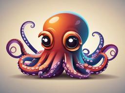 Octopus Cartoon - Cartoon of octopus with waving tentacles  