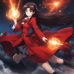 rin tohsaka casts powerful spells to defeat enemies. 