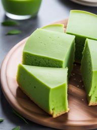 pandan cake, a green-colored sponge cake flavored with pandan leaves. 