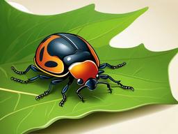 Beetle Cartoon - Cartoon of beetle crawling on a leaf  