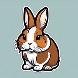 Dutch Rabbit Sticker - A cute Dutch rabbit with distinctive markings, ,vector color sticker art,minimal